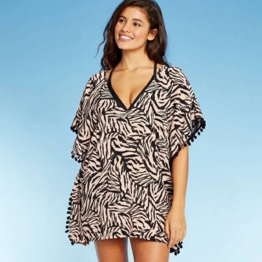 Pom Pom Kaftan CoverUp Dress